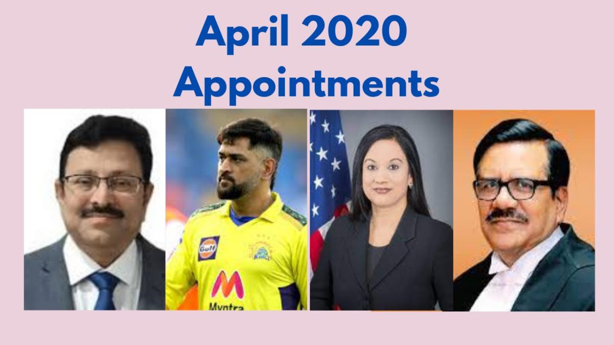 Appointments of April 2020 | Current Affairs | Static Gk | Hindi and English with PDF